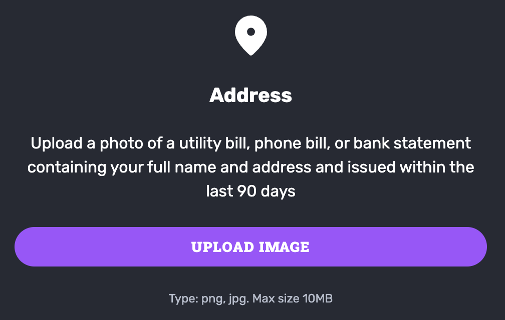 Verifying address at RocketPlay Casino